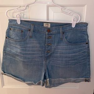 JCrew button up denim shorts